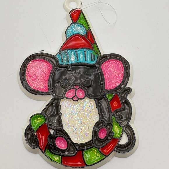 Cute Mouse Christmas Tree Ornaments Set Of 2 - Stocking & Candy Cane Designs - Picture 5 of 7